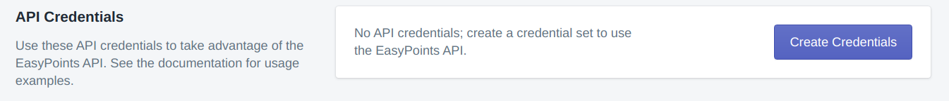 API Credentials Section
