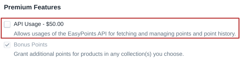 API Usage Premium Feature